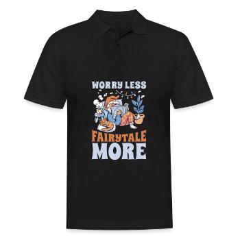 Book, Bookworm, Bookworm, Cat, Book Fairy - Men's Polo Shirt - black - Front - Kai (181cm)