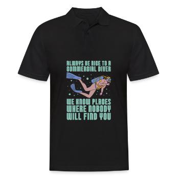 Plongée Plongeur Humour Plongée commerciale - Polo Homme - noir - Devant - Kai (181cm)