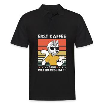 Furry Fandom Fursuits Kaffee - Männer Poloshirt - Schwarz - Vorne - Kai (181cm)