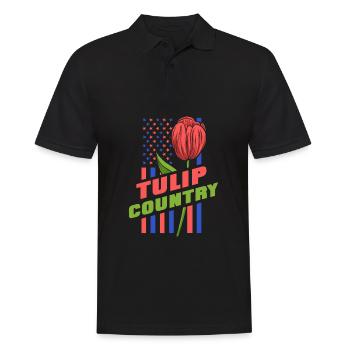 Tulpen US Flagge Tulpen - Männer Poloshirt - Schwarz - Vorne - Kai (181cm)