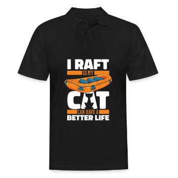 Rafting Cat - Men's Polo Shirt - black - Front - Kai (181cm)
