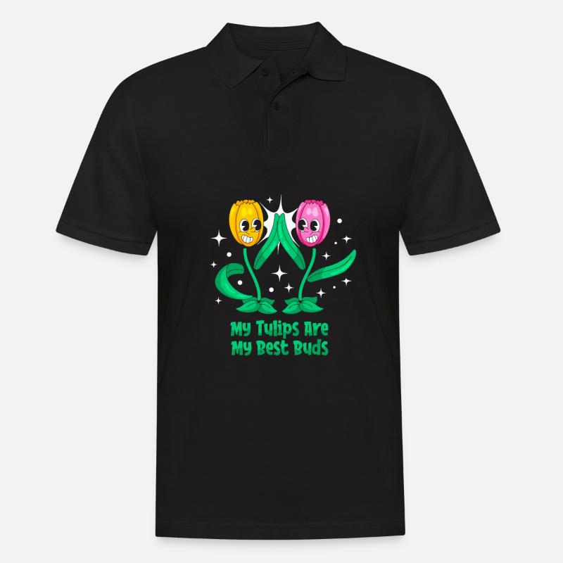 Tulpen Niedlich - Männer Poloshirt - Schwarz
