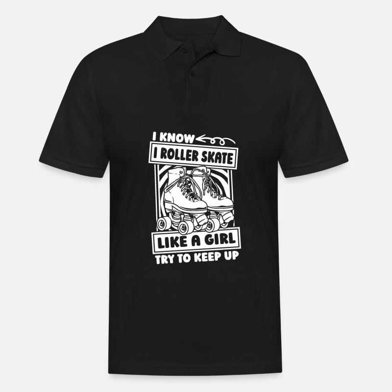 Rollschuhe Rollschuhlaufen Mädchen - Männer Poloshirt - Schwarz