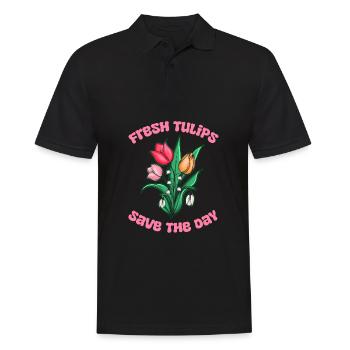 Tulpen Niedlich - Männer Poloshirt - Schwarz - Vorne - Kai (181cm)