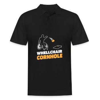 Cornhole Sackloch Spiel Rollstuhl - Männer Poloshirt - Schwarz - Vorne - Kai (181cm)