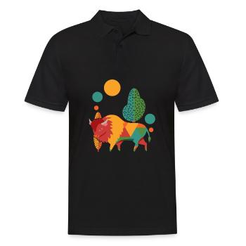 Bison Büffel Bunt - Männer Poloshirt - Schwarz - Vorne - Kai (181cm)