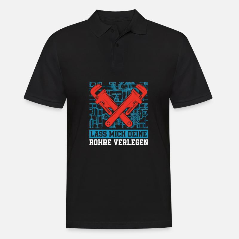 Rohrleitungsbauer Komisch - Männer Poloshirt - Schwarz