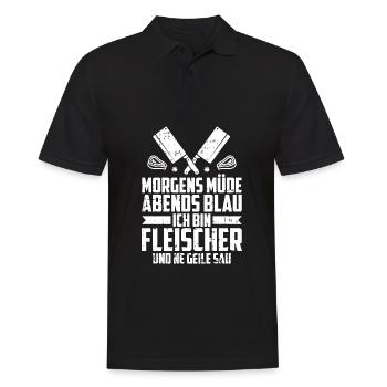 Fleischer Metzger Schlachter - Männer Poloshirt - Schwarz - Vorne - Kai (181cm)
