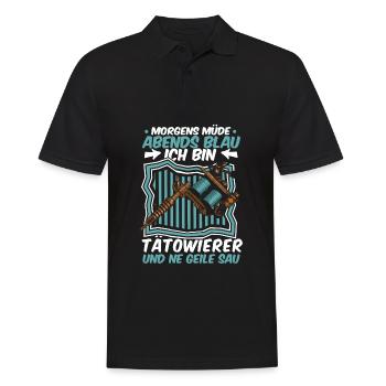 Tätowierer Tattoo Morgens Mde Abends Blau - Männer Poloshirt - Schwarz - Vorne - Kai (181cm)
