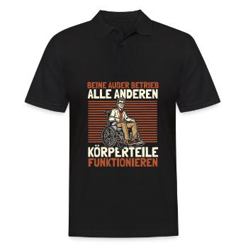 Rollstuhl Rollstuhlfahrer - Männer Poloshirt - Schwarz - Vorne - Kai (181cm)