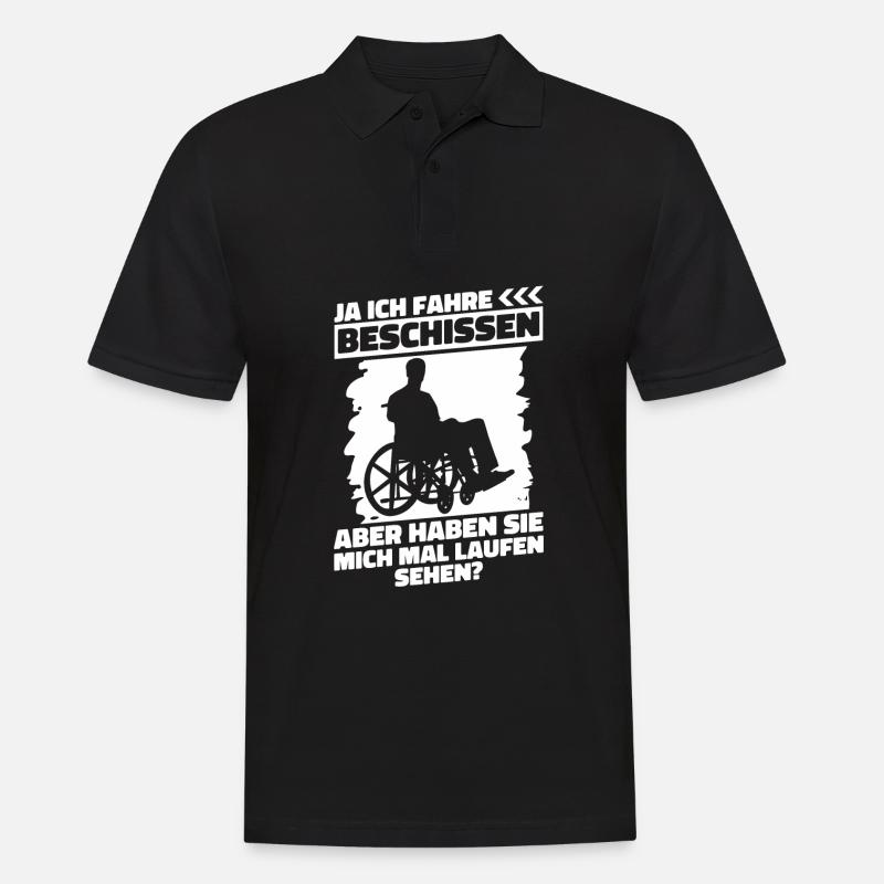 Rollstuhl Rollstuhlfahrer Lustig - Männer Poloshirt - Schwarz
