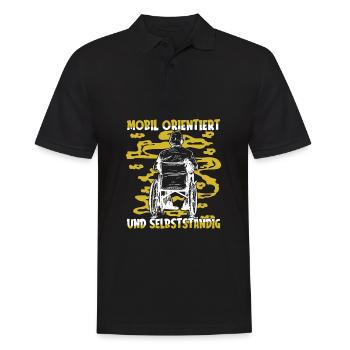 Rollstuhl Rollstuhlfahrer Lustig - Männer Poloshirt - Schwarz - Vorne - Kai (181cm)