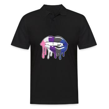 Genderfluide Lippen - Männer Poloshirt - Schwarz - Vorne - Kai (181cm)