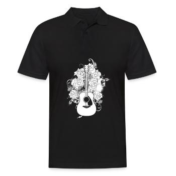 Acoustic Guitar Flowers - Men's Polo Shirt - black - Front - Kai (181cm)