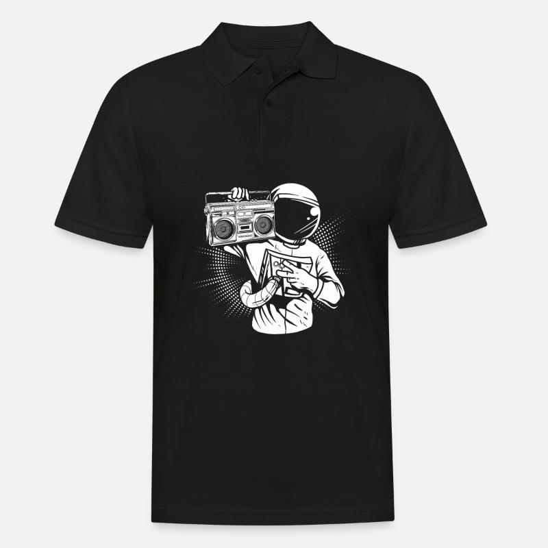 Ghettoblaster Astronaut - Männer Poloshirt - Schwarz