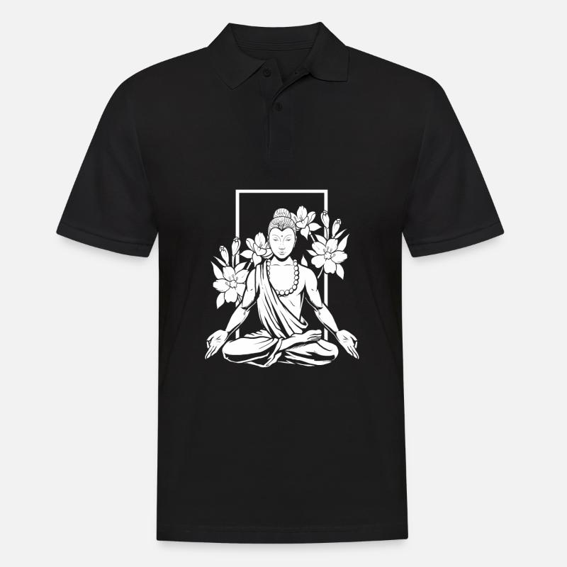Fleurs bouddhistes de Bouddha - Polo Homme - noir