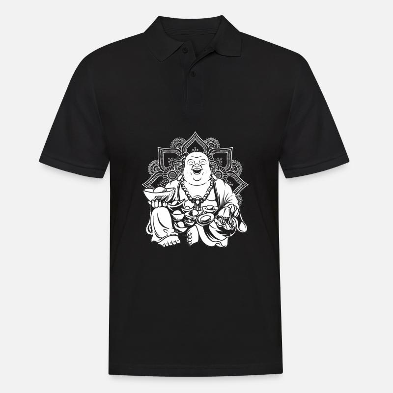 Buddha Buddhist Mandala - Männer Poloshirt - Schwarz