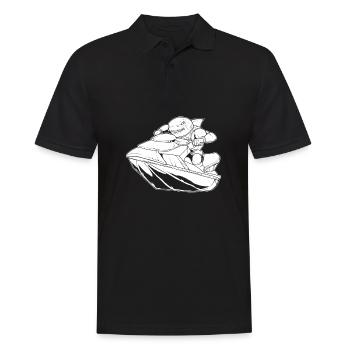 Jet Ski Hai - Männer Poloshirt - Schwarz - Vorne - Kai (181cm)