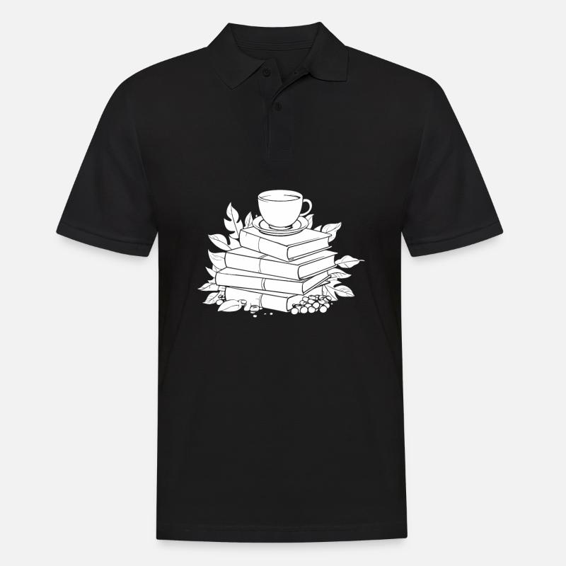 Buch Leseratte Bücherwurm Kaffee - Männer Poloshirt - Schwarz