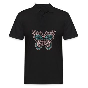 Schmetterling Tribal Butterfly - Männer Poloshirt - Schwarz - Vorne - Kai (181cm)