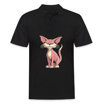 Chat Sphynx Drôle - Polo Homme - noir - Devant - Kai (181cm)