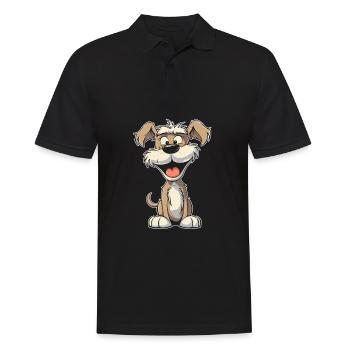 Schnauzer Hund Lächelnd - Männer Poloshirt - Schwarz - Vorne - Kai (181cm)
