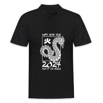 Année du Dragon 2024 - Polo Homme - noir - Devant - Kai (181cm)
