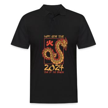 Année du Dragon 2024 - Polo Homme - noir - Devant - Kai (181cm)