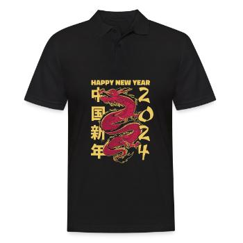 Année du Dragon 2024 - Polo Homme - noir - Devant - Kai (181cm)