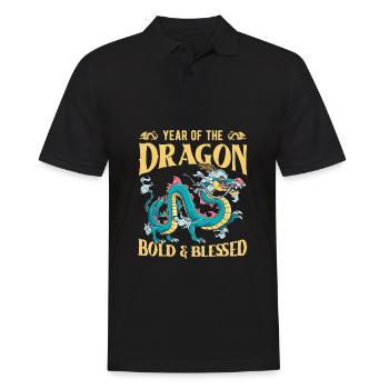 Année du Dragon 2024 - Polo Homme - noir - Devant - Kai (181cm)