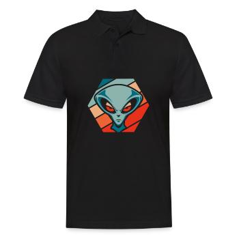 Alien Außerirdischer - Männer Poloshirt - Schwarz - Vorne - Kai (181cm)