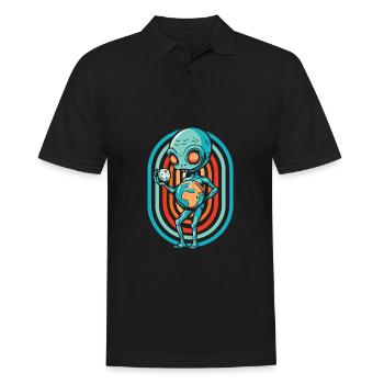 Alien Außerirdischer - Männer Poloshirt - Schwarz - Vorne - Kai (181cm)