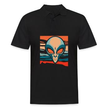 Alien Außerirdischer - Männer Poloshirt - Schwarz - Vorne - Kai (181cm)