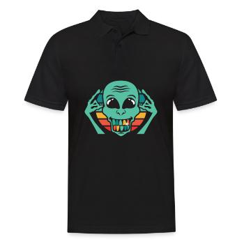 Alien Außerirdischer - Männer Poloshirt - Schwarz - Vorne - Kai (181cm)