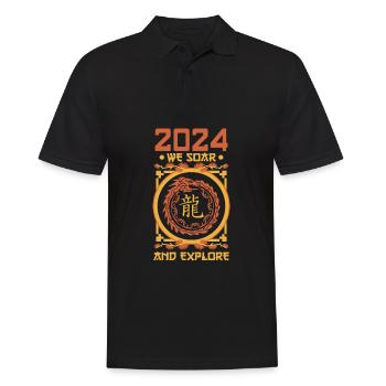 Année du Dragon 2024 - Polo Homme - noir - Devant - Kai (181cm)