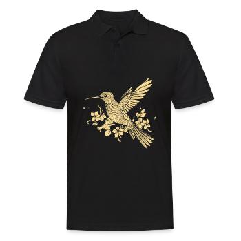 Kolibri Blumen Blumenvogel - Männer Poloshirt - Schwarz - Vorne - Kai (181cm)