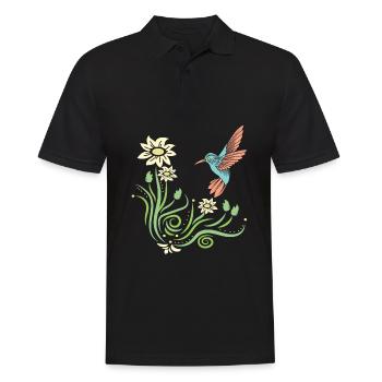 Kolibri Blumen Blumenvogel - Männer Poloshirt - Schwarz - Vorne - Kai (181cm)