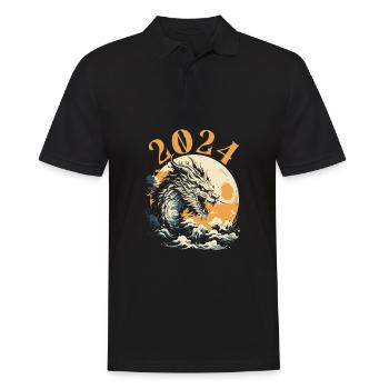 Année du Dragon 2024 - Polo Homme - noir - Devant - Kai (181cm)