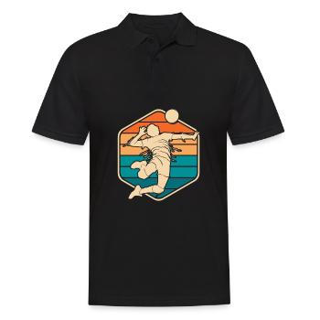 Volleyball Volleyballer - Männer Poloshirt - Schwarz - Vorne - Kai (181cm)