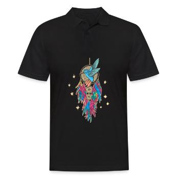 Hummingbird Dreamcatcher Bird - Men's Polo Shirt - black - Front - Kai (181cm)