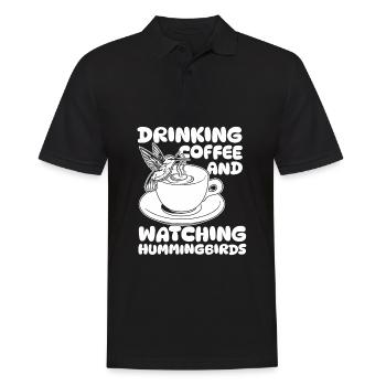 Hummingbird Coffee Bird - Men's Polo Shirt - black - Front - Kai (181cm)