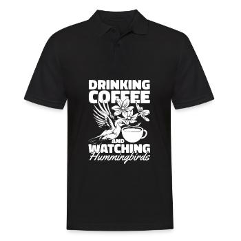 Hummingbird Coffee Bird - Men's Polo Shirt - black - Front - Kai (181cm)