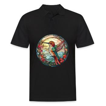 Kolibri Buntglas - Männer Poloshirt - Schwarz - Vorne - Kai (181cm)
