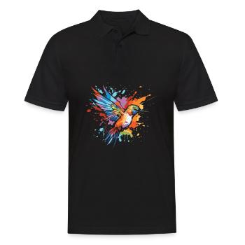 Kolibri Watercolor Hummingbird - Männer Poloshirt - Schwarz - Vorne - Kai (181cm)