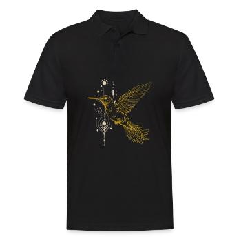 Hummingbird Minimalist Line Art - Men's Polo Shirt - black - Front - Kai (181cm)