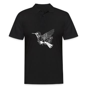 Hummingbird Line Art - Men's Polo Shirt - black - Front - Kai (181cm)