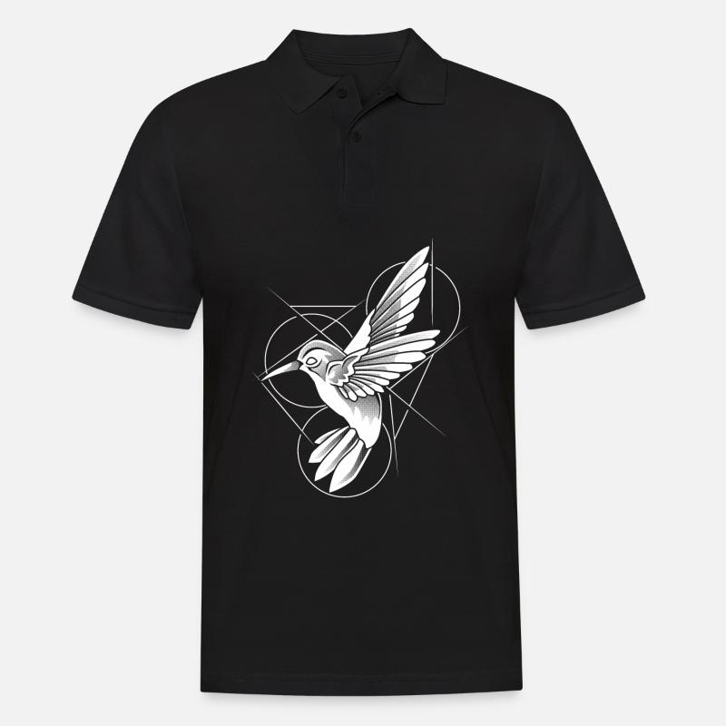Colibri abstrait au trait - Polo Homme - noir