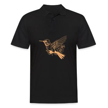 Kolibri Minimalistisch Strichzeichnungen - Männer Poloshirt - Schwarz - Vorne - Kai (181cm)