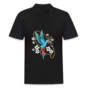 Kolibri Blumen - Männer Poloshirt - Schwarz - Vorne - Kai (181cm)