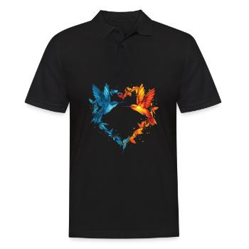 Colibri Coeur Coeur Amour Oiseau - Polo Homme - noir - Devant - Kai (181cm)